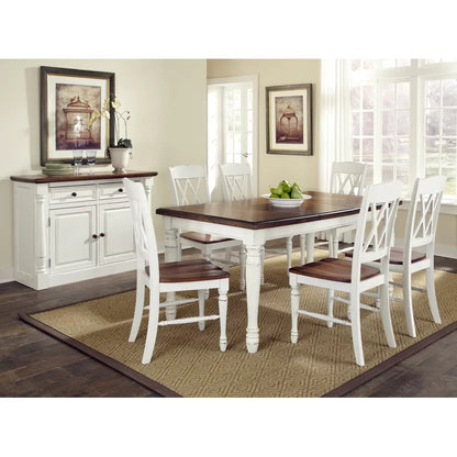Dining Set: Dining Table with 6 Chairs Wooden Extendable Dining Set