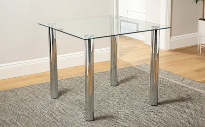 Dining Set: JACK Square Glass and Chrome Dining Table with 2 Leon Chairs
