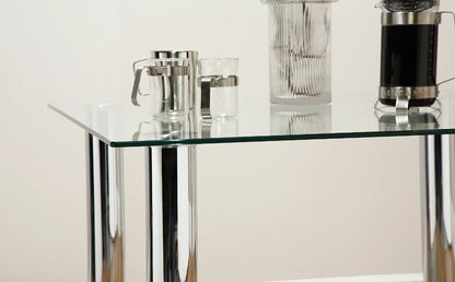 Dining Set: JACK Square Glass and Chrome Dining Table with 2 Leon Chairs
