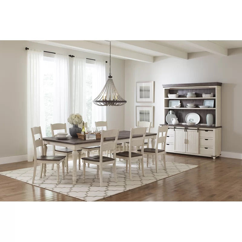 Dining Set: Leaf Pine Solid Wood 8 Seater Dining Set