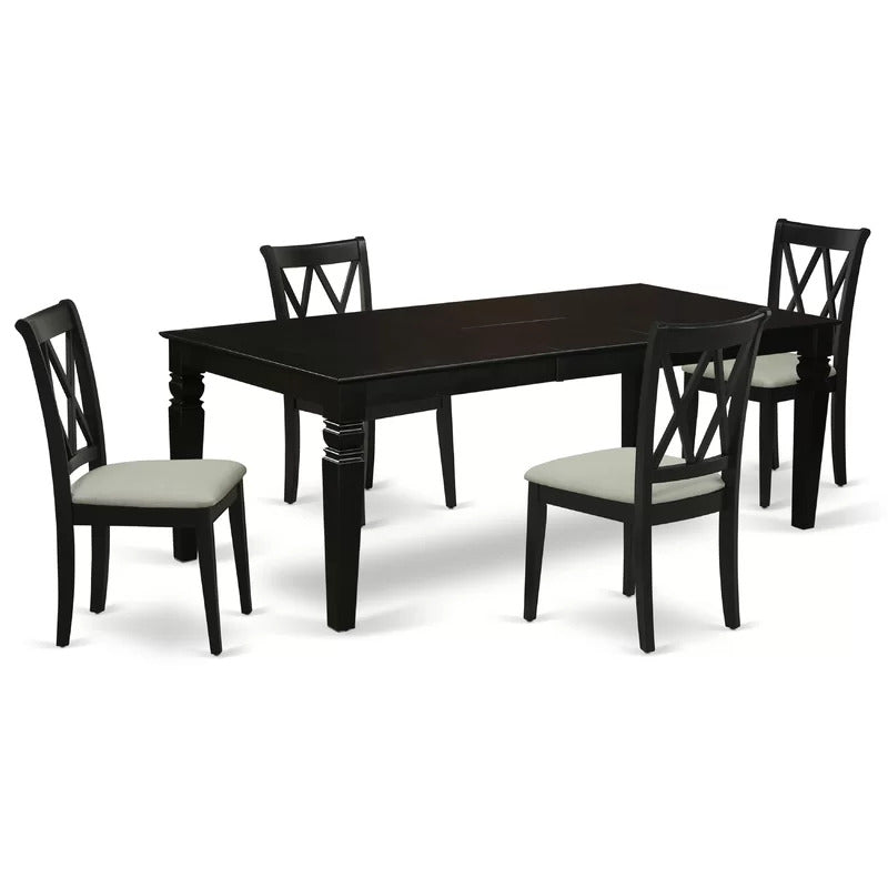 Dining Set: Leaf  Solid Wood 4 Seater Dining Set