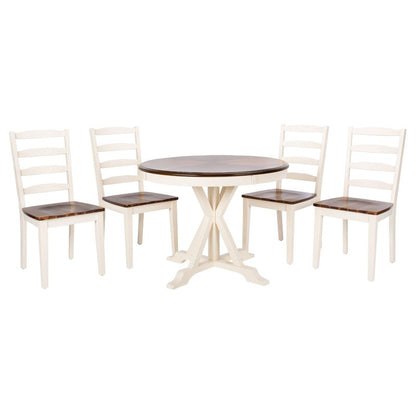 Dining Set : Round Solid Wood Dining Table & chair