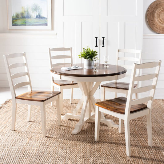 Dining Set : Round Solid Wood Dining Table & chair