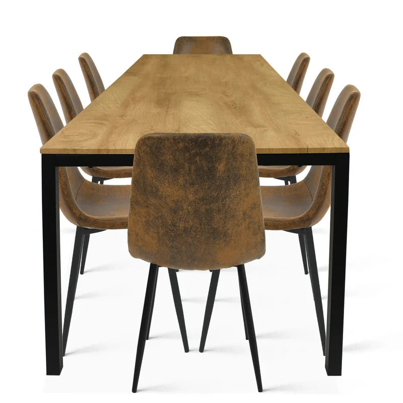 Dining Set: Warm Wood Grain 8 Seater Dining Set