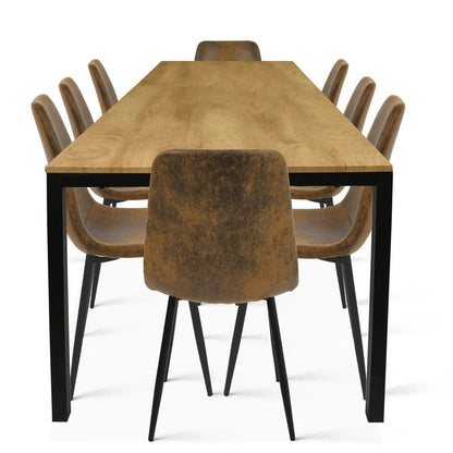 Dining Set: Warm Wood Grain 8 Seater Dining Set