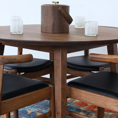 Dining Set: Wooden Rounded 4 Seater Dining Set