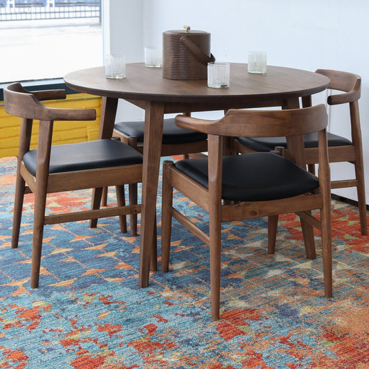 Dining Set: Wooden Rounded 4 Seater Dining Set