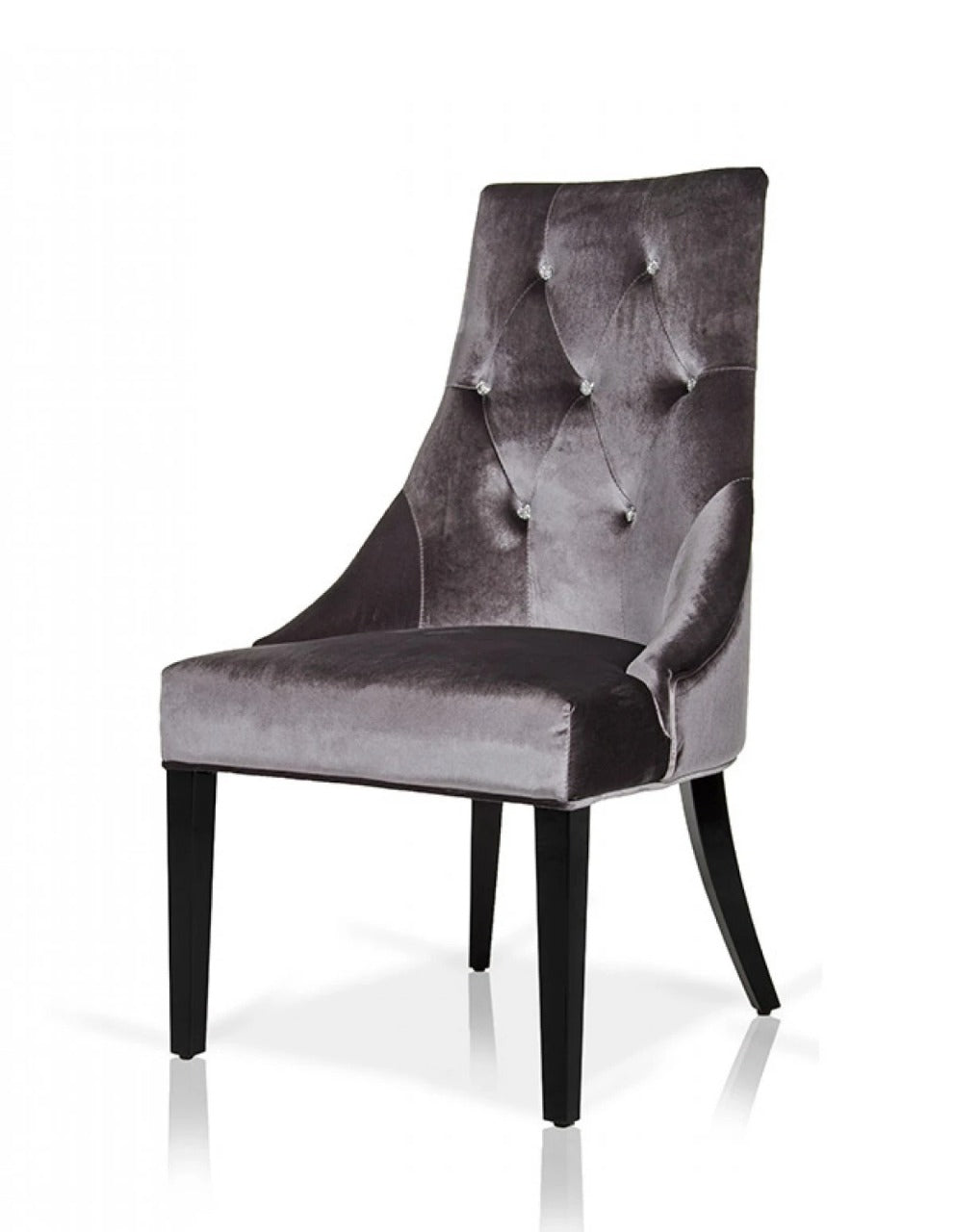 Dining Chair: NICK Grey Velour Dining Chair