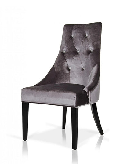 Dining Chair: NICK Grey Velour Dining Chair