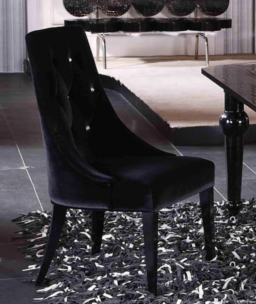 Dining Chair: NICK Grey Velour Dining Chair