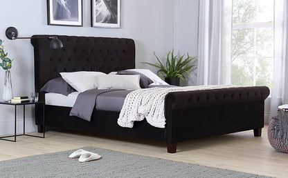 Double Bed: Black Velvet Double Bed