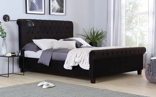 Double Bed: Black Velvet Double Bed