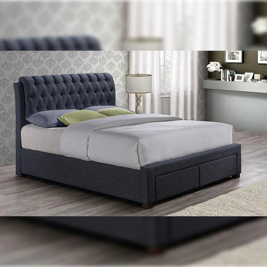 Double Bed Charcoal Fabric 2 Drawer Double Bed 1 review
