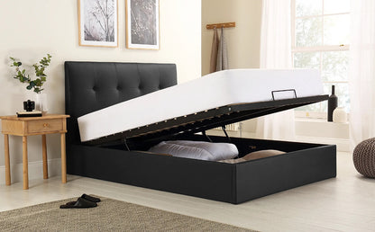 Double Bed:  Covershine Black Leather Fabric Double Bed