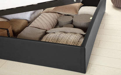 Double Bed:  Covershine Black Leather Fabric Double Bed