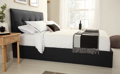 Double Bed:  Covershine Black Leather Fabric Double Bed