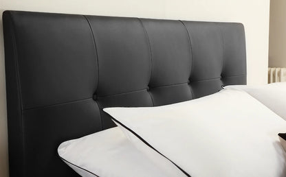 Double Bed:  Covershine Black Leather Fabric Double Bed