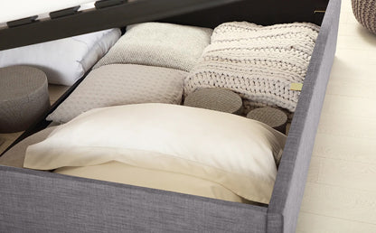 Double Bed:  Covershine Grey Fabric Double Bed