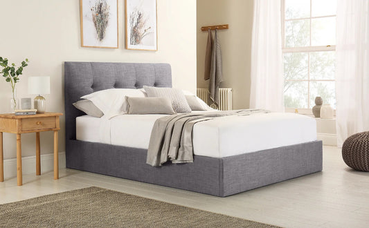 Double Bed:  Covershine Grey Fabric Double Bed