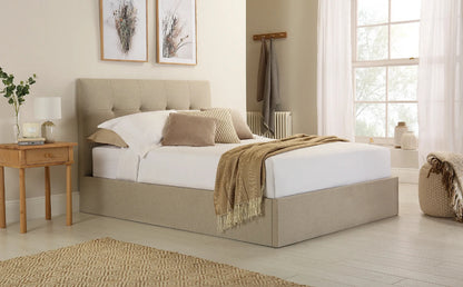 Double Bed:  Covershine Oatmeal Fabric Double Bed