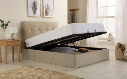Double Bed:  Covershine Oatmeal Fabric Double Bed
