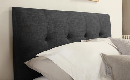 Double Bed: Covershine Slate Grey Fabric Double Bed