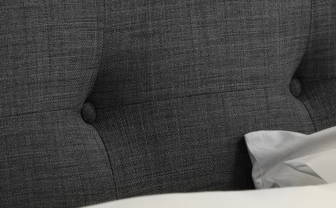 Double Bed: Covershine Slate Grey Fabric Double Bed