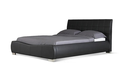 Double Bed: Dorato Black Leatherette Double Bed
