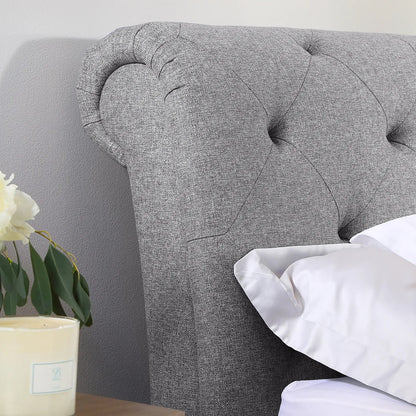 Double Bed: Grey Fabric Double Bed