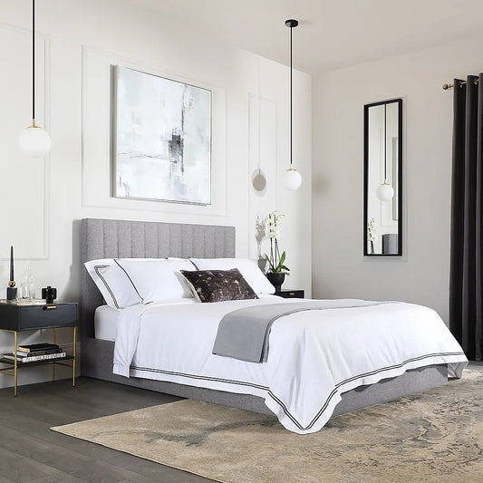  Double Bed: Grey Fabric Double Bed