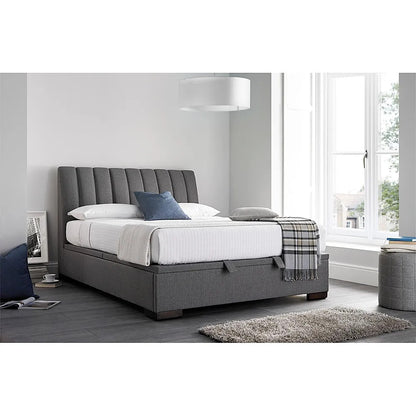   Double Bed: Grey Ottoman Double Bed