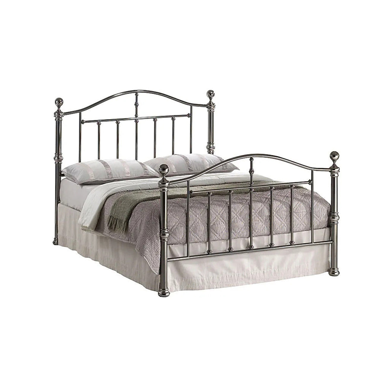 Metal Bed: Gunmetal Nickel Metal Double Bed
