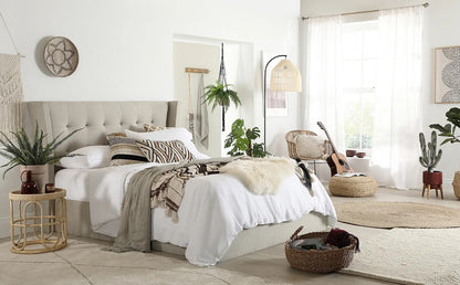 Double Bed: Kenle Oatmeal Fabric  Double Bed