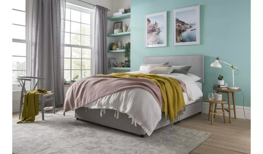 Double Bed: Light Grey Double Bed