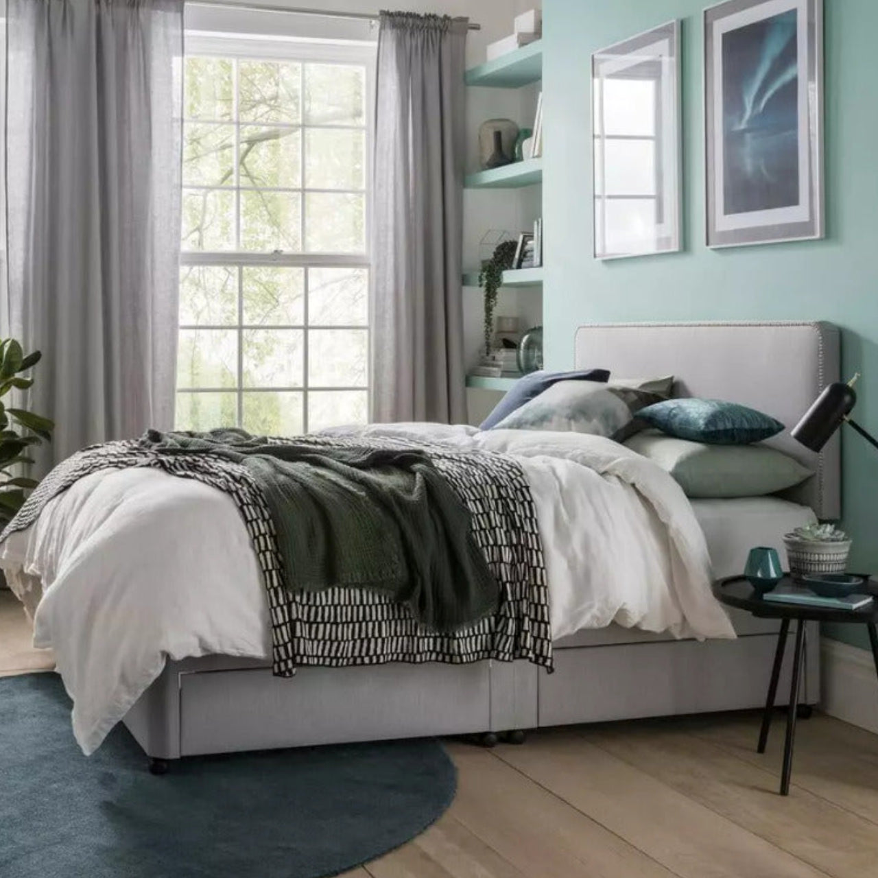 Double Bed: Light Grey Double Bed