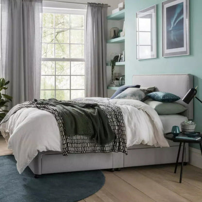 Double Bed: Light Grey Double Bed