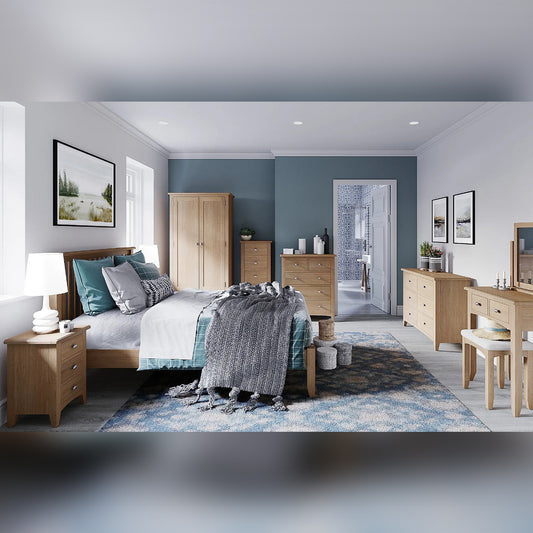 Double Bed Light Oak Wooden Double Bed