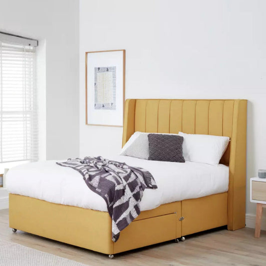 Double Bed: Luxurious Fabric 2 Drawer Double Bed