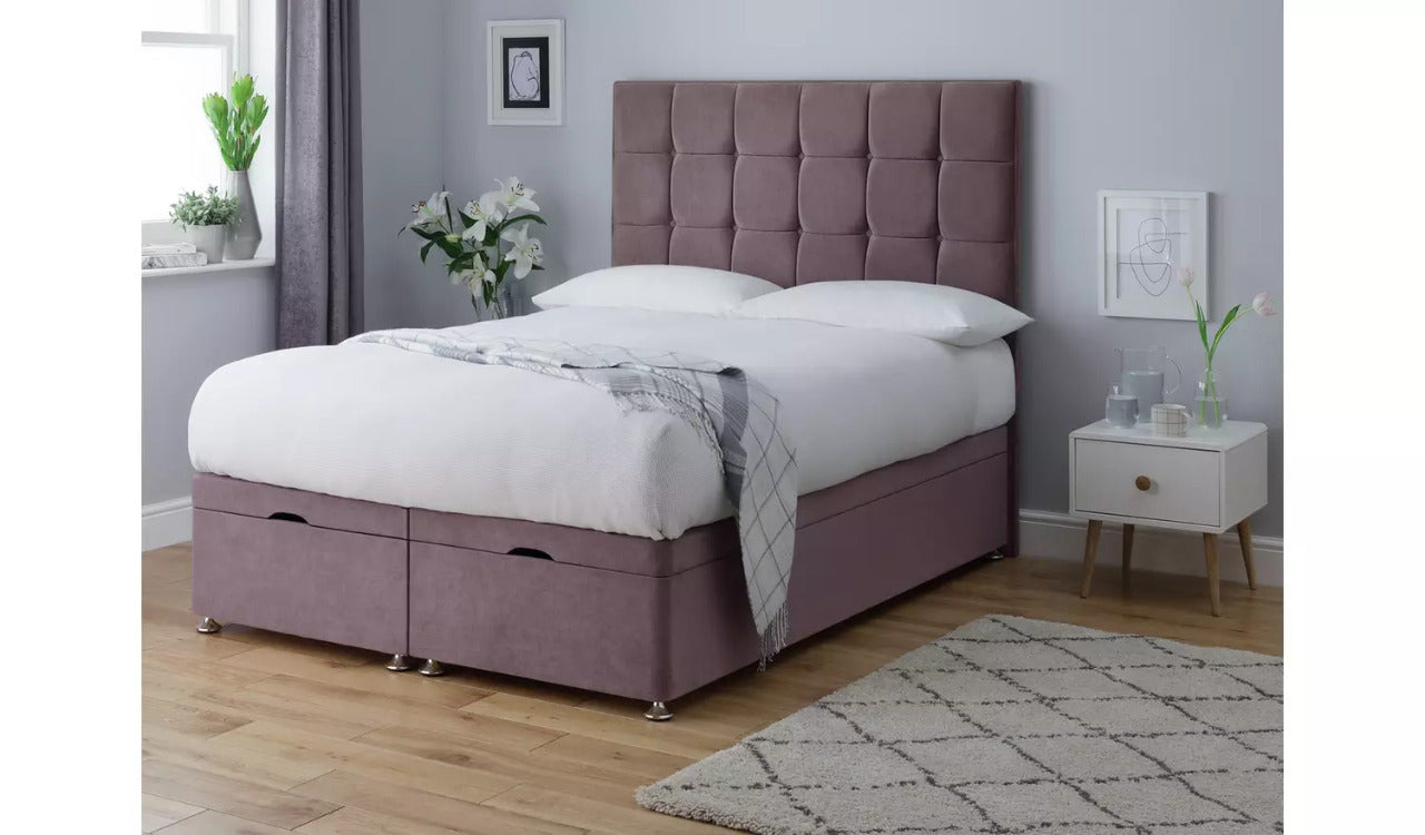 Double Bed: Mauve Ottoman Double Bed