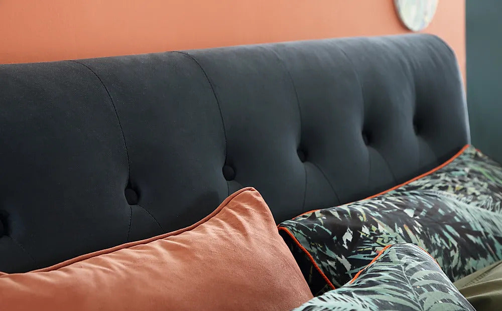 Double Bed: Midnight Blue Velvet Double Bed