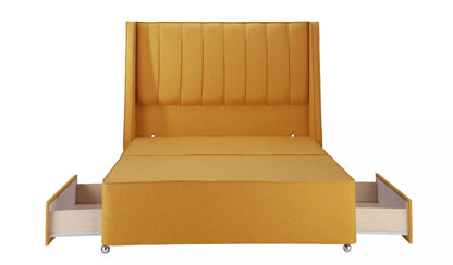 Double Bed: Mustard 2 Drawer Double Bed