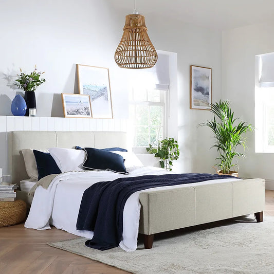  Double Bed: Oatmeal Fabric Double Bed