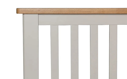 Double Bed: Painted Grey and Oak Wooden Double Bed