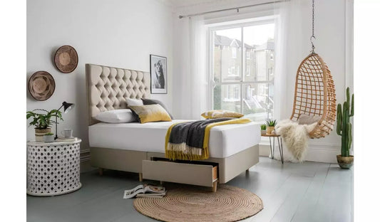 Double Bed: Sandstone 2 Drawer Double Bed
