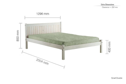 Double Bed White Washed Wooden Double Bed