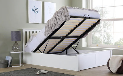Double Bed: White Wooden Double Bed