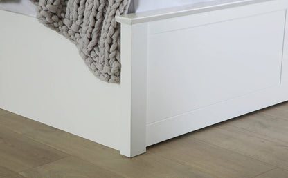 Double Bed: White Wooden Double Bed