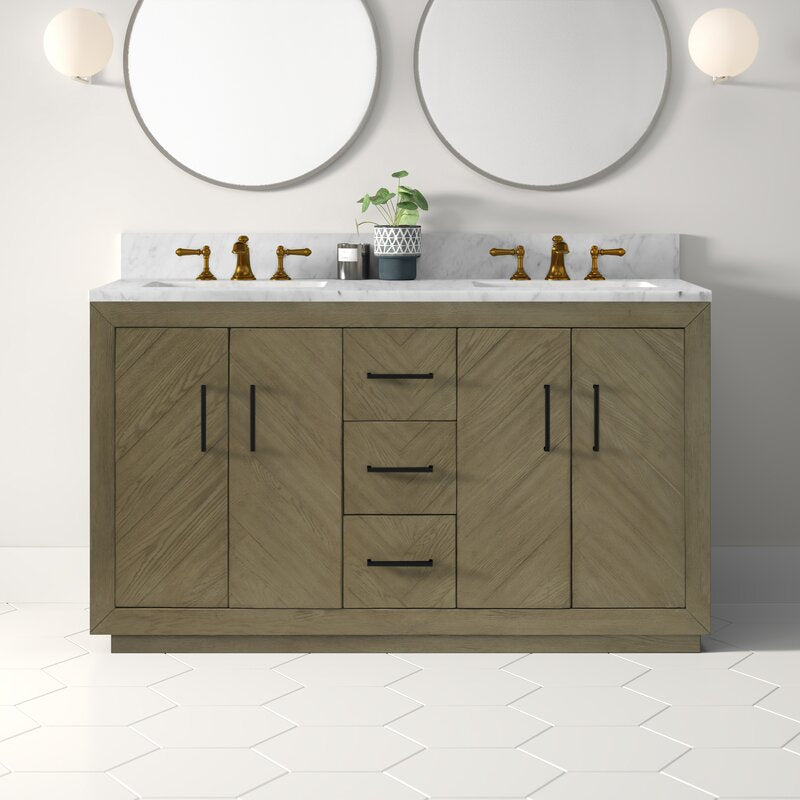 Double Sink Vanities: 60"  Double Bathroom Vanity Set
