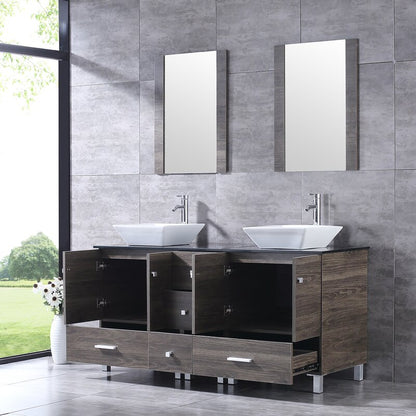 Double Sink Vanities: 60" Double Bathroom Vanity Set