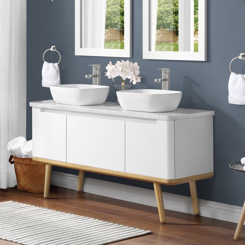 Double Sink Vanities: 60" Double Bathroom Vanity Set
